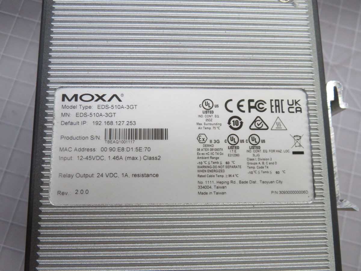 MOXA EDS-510A-3GT TBEAQ1001117 MANAGED GIGABIT ETHERNET SWITCH WITH 7 T265918 - SWITCHES