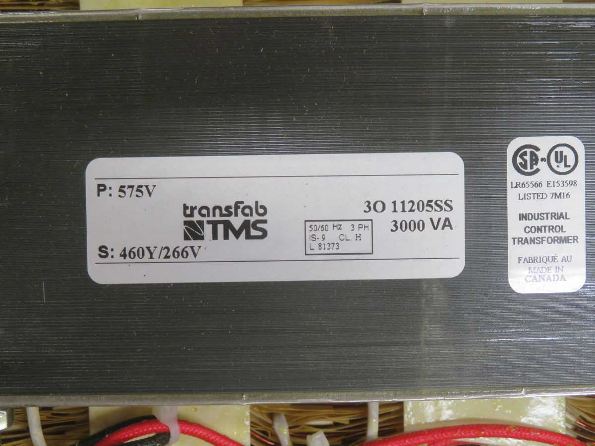 Transfab TMS 3O 11205SS Three-Phase Industrial Control Transformer T269500 - CONTROL TRANSFORMERS