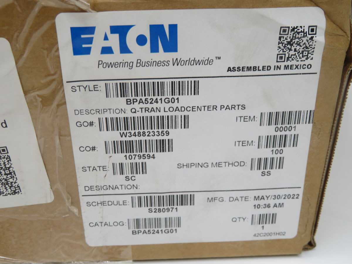 EATON BPA5241G01 Q-TRAN LOADCENTER PART T263504 - ELECTRICAL COMPONENTS
