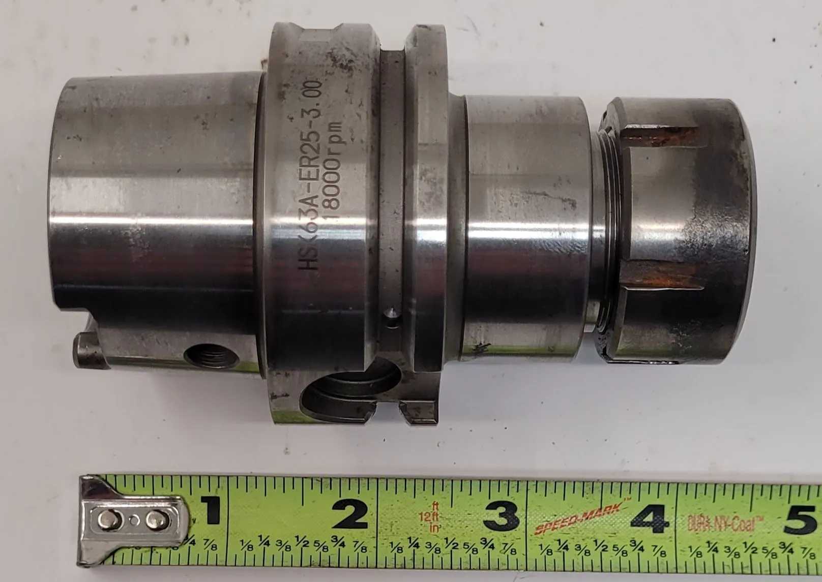 LYNDEX NIKKEN HSK COLLET CHUCK, HSK63A-ER25-3.00, TAPER HSK63, COLLET ER25, 3 IN PROJECTION - MACHINING TOOLING & PARTS