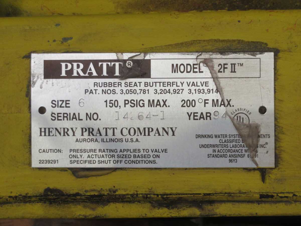 PRATT 2F II BUTTERFLY VALVE T261336 - BUTTERFLY VALVE