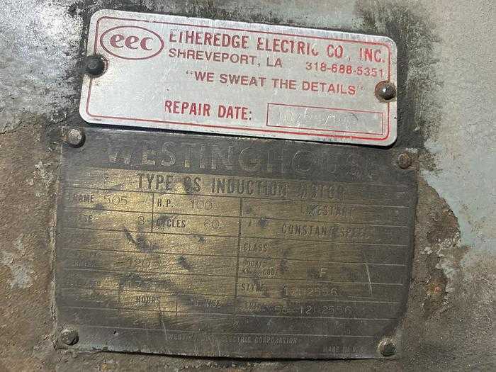 WESTINGHOUSE CS INDUCTION MOTOR, 100HP, 440V, 505FR, 1775RPM - AC MOTOR