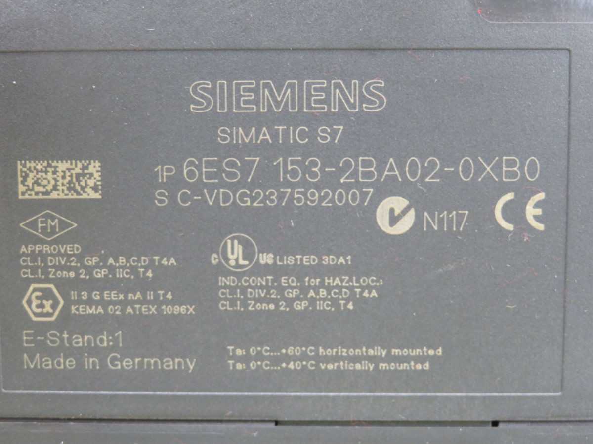SIEMENS 6ES7 153-2BA02-0XB0, PLC CPU MODULES, PROFIBUS DP V1 INT, 12 MBPS RATE, 12 I/O CAP - PLC MODULES