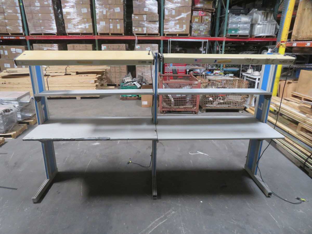 2 X WORK TABLES W/ OVERHEAD LIGHT 58X30 EACH T267527 - WORK TABLES