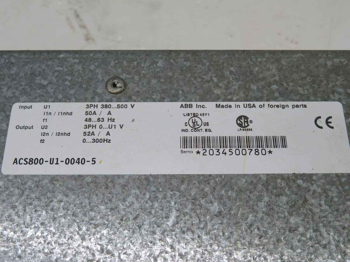 ABB ACS800-U1-0040-5 AC DRIVES, 380-500V INPUT VOLTAGE, 50/60HZ FREQ, 40HP POWER, 55A CURRENT, IP21 RATING - AC VFD DRIVES