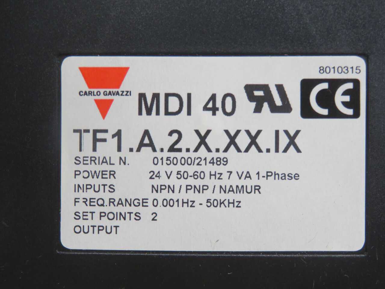 CARLO GAVAZZI MDI 40 TF1.A.2.Χ.ΧΧ.ΙΧ PANEL METER T269465 - PANEL METERS