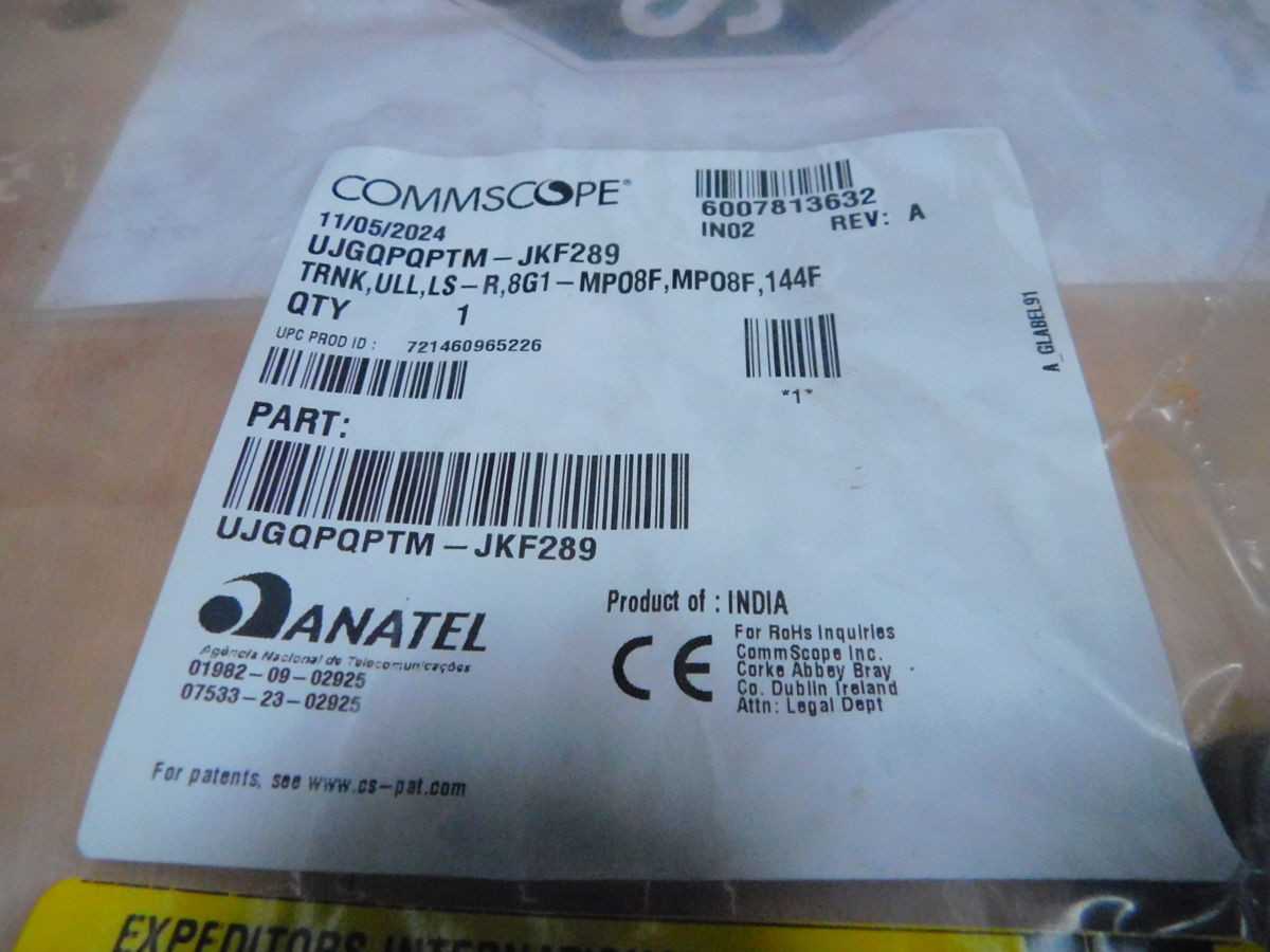 Commscope UJGQPQPTM-JFK289 144-Fiber Single Mode Fiber Trunk Cable Assembly 289ft - FIBER OPTIC CABLE