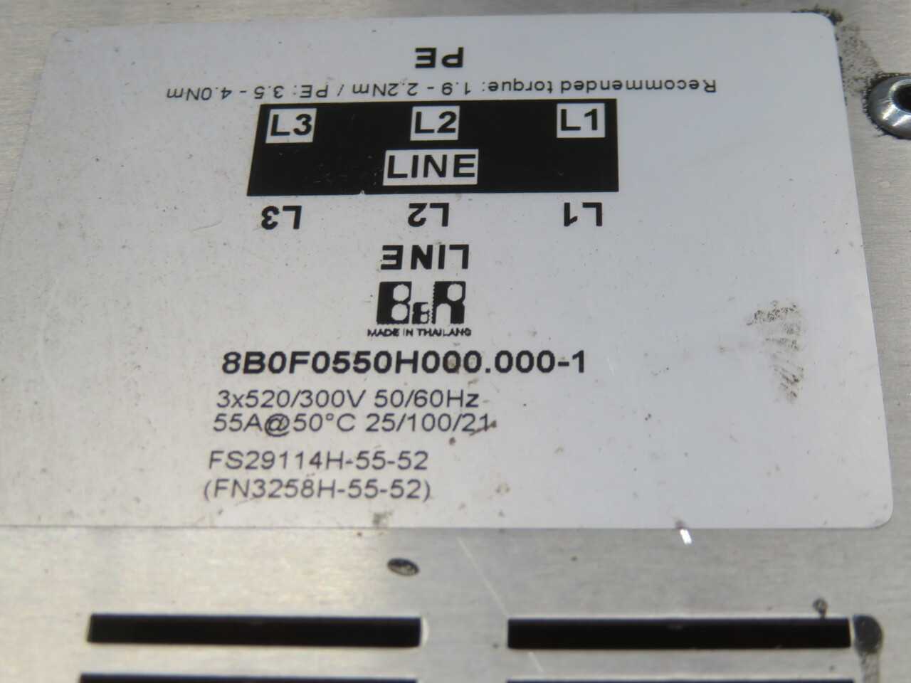 B&R Auxiliary Supply Module Line Filter T261135 - Model 8B0F0550H000.000-1 - LINE FILTERS