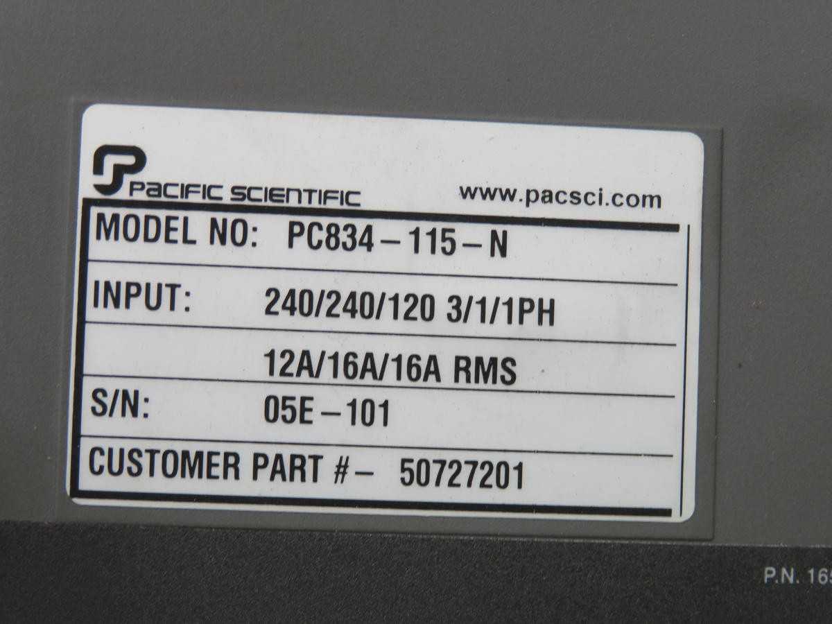 PACIFIC SCIENTIFIC PC834-116-N SERVO DRIVES, 240V INPUT, 16A PEAK OUTPUT CURRENT - SERVO MOTORS
