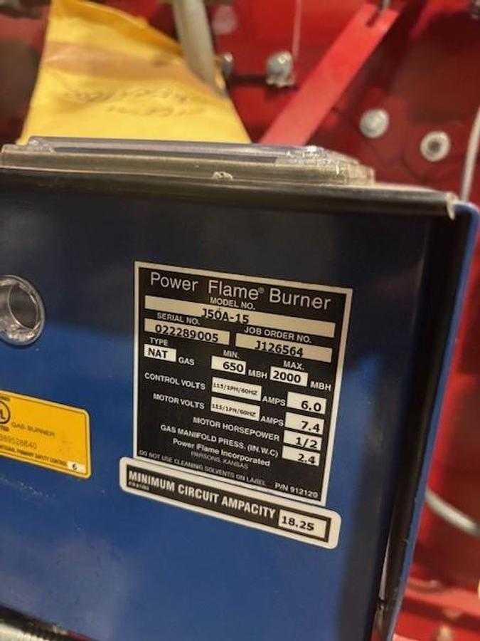 2022 SIOUX SF50G STEAM-FLO STEAM GENERATOR, 50 HP, 1725 LBS/HR, 15 PSI, LP/NG, 115V - CONTINUOUS POWER GENERATOR