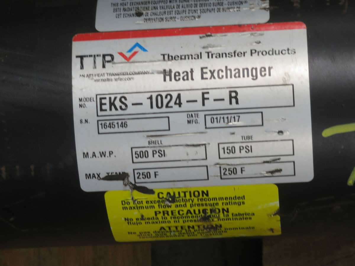 TTP EKS-1024-F-R Heat Exchanger for Efficient Thermal Management - SHELL & TUBE HEAT EXCHANGER