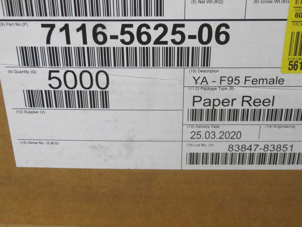 LOT OF 1000 YAZAKI 7116-5625-06 AUTOMOTIVE CONNECTORS TERM 375+YPT F 9.5MM SLD
T268644 - TERMINAL BLOCKS