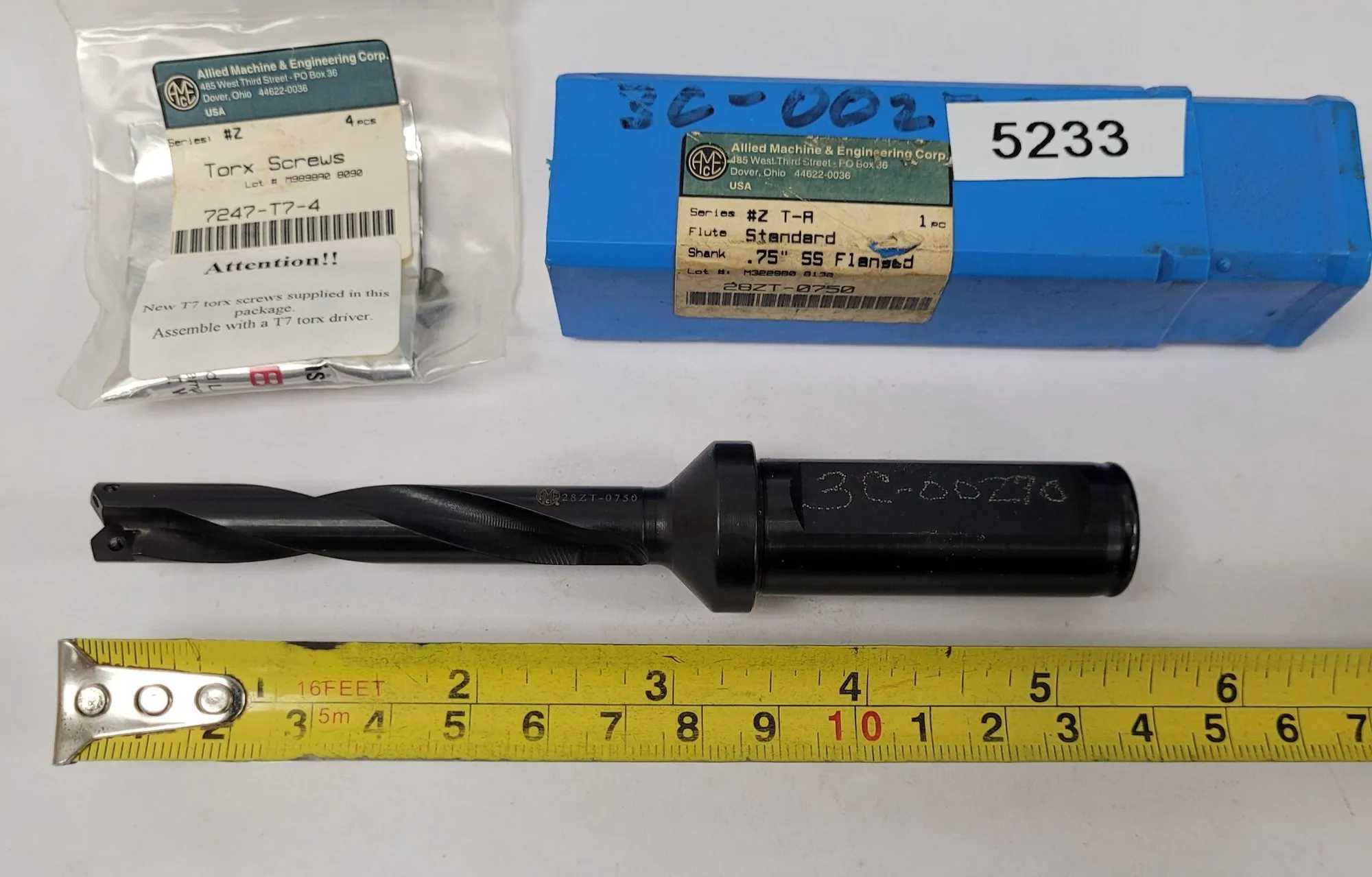 ALLIED MACHINE & ENGINEERING 28ZT-0750 INDEXABLE SPADE DRILL, .75” SS FLANGED SHANK - MACHINING TOOLING & PARTS