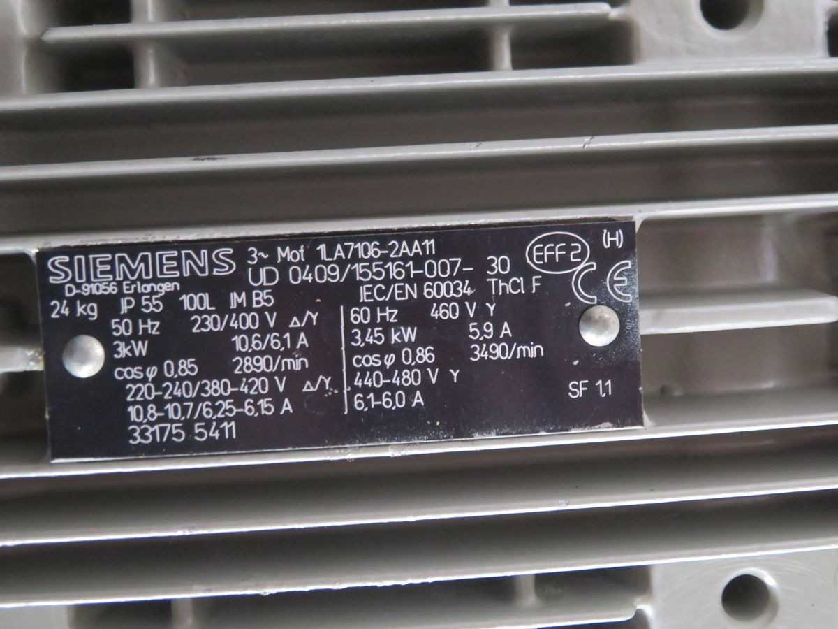 SIEMENS 1LA7106-2AA11 UD0409/155161-007-30 GEAR MOTOR T265358 - ELECTRIC MOTORS