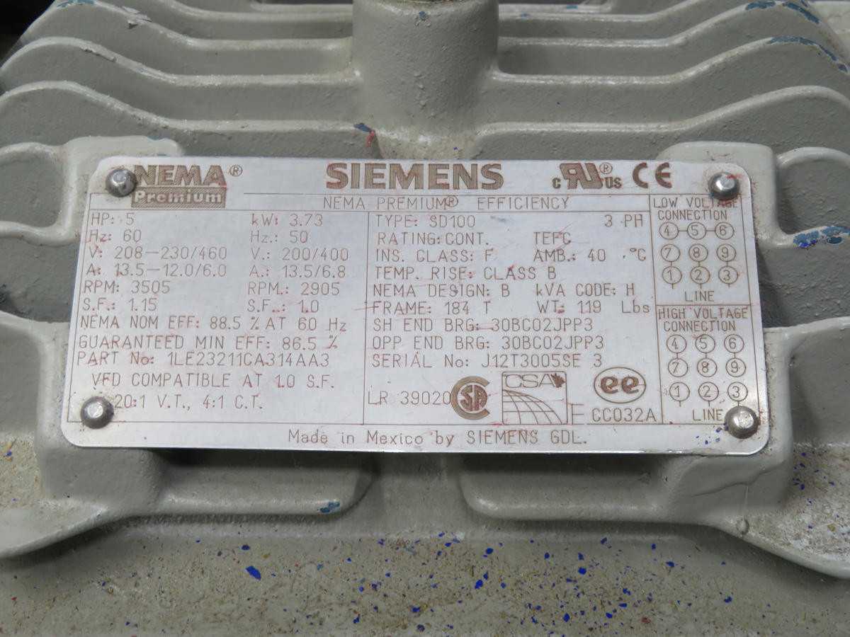SIEMENS 1LE23211CA314AA3 INDUCTION MOTOR, 90L FRAME, 4-POLE, 1.5 KW, 1445 RPM, IP55 PROTECTION - SERVO