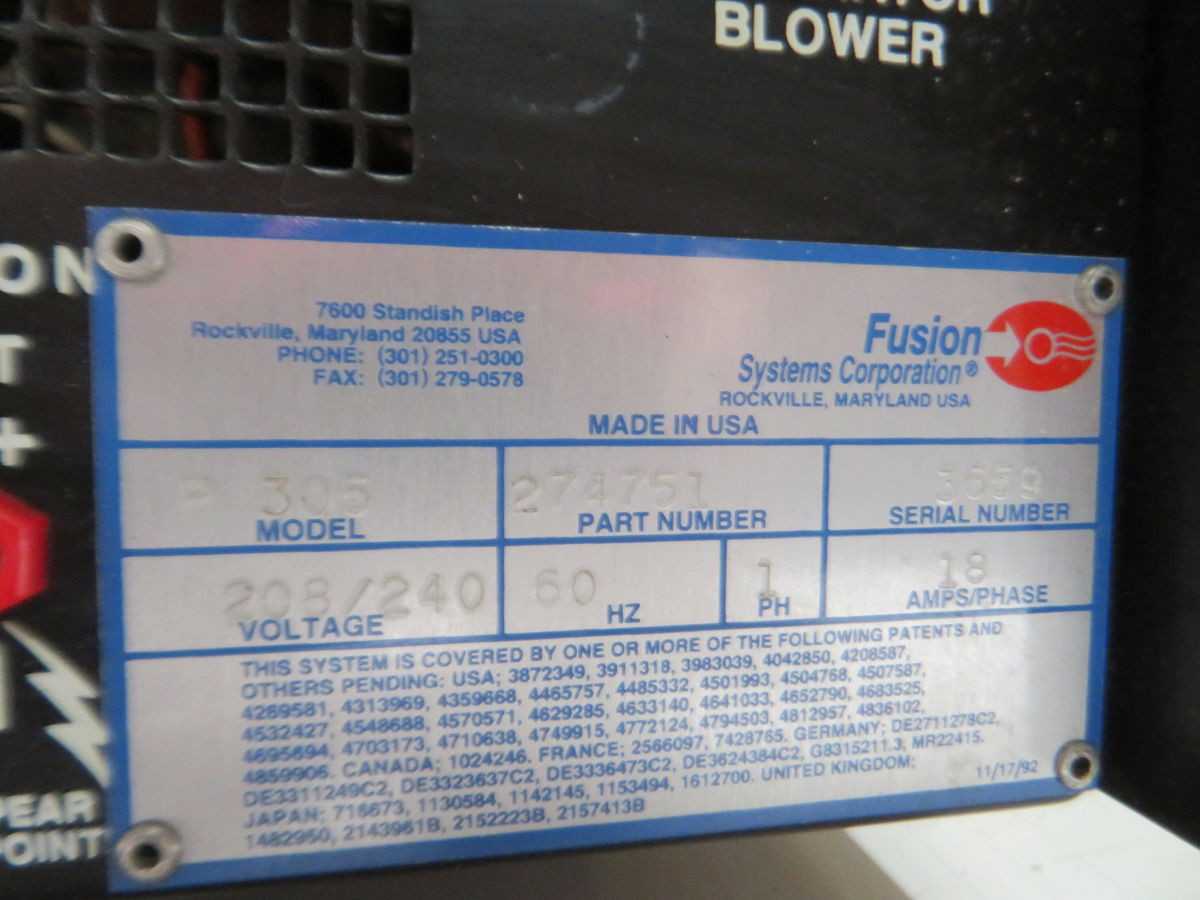 FUSION SYSTEMS CORPORATION P 305 POWER SUPPLY UV CURING M7141 - POWER SUPPLIES