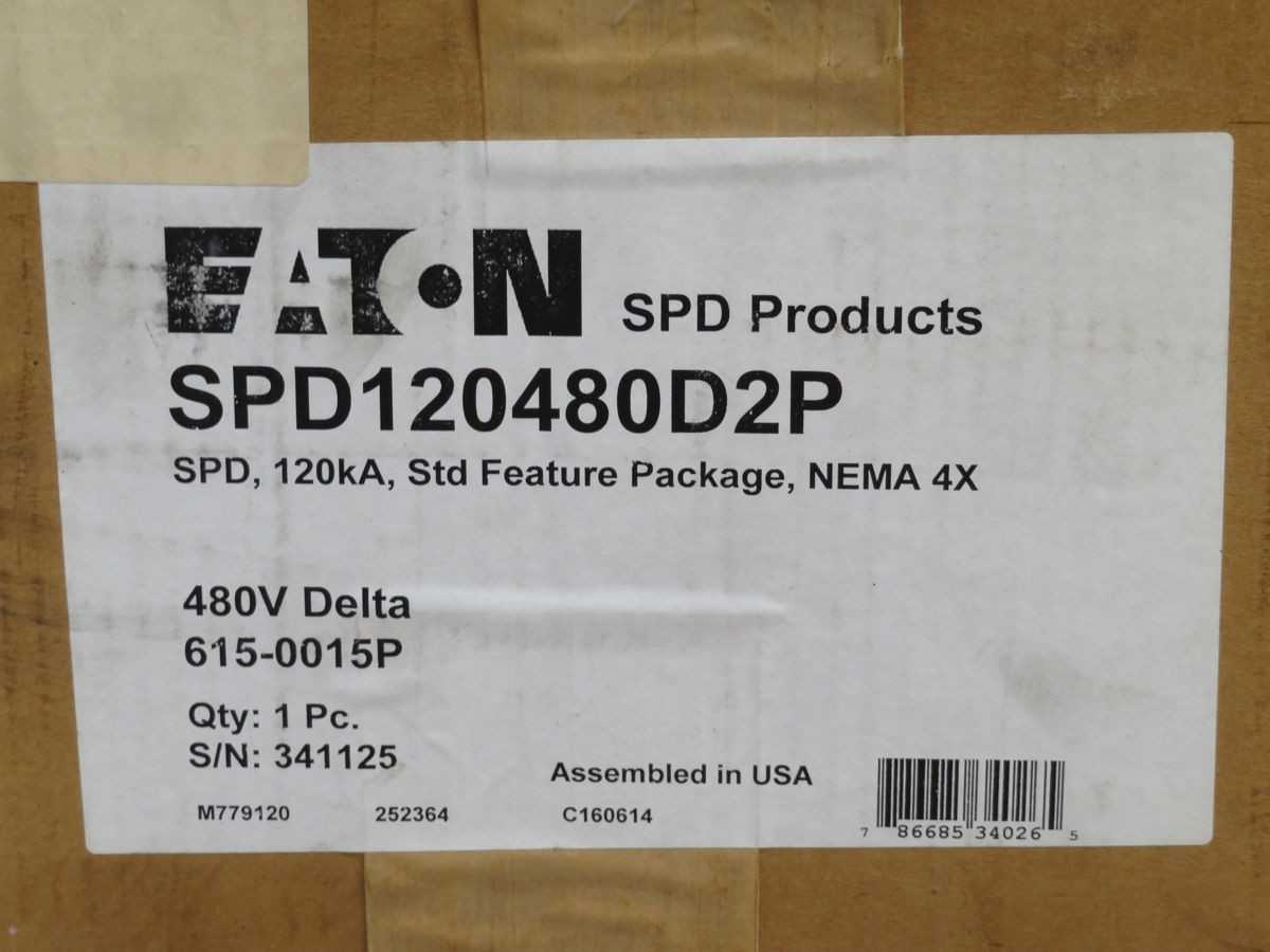 EATON SPD120480D2P, Suppressor, 480V Delta, 120 KA Surge, 200 KA SCCR, 600V MCOV, 1800V VPR, NEMA 4X - SURGE SUPPRESSOR