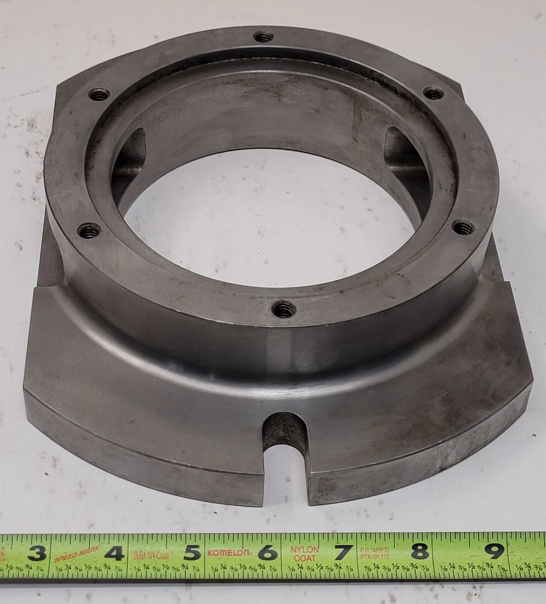 MOUNTING PLATE, 7" DIAMETER, BASE 10"X7", THROUGH HOLE ID 5" - MACHINING ACCESSORIES & TOOLING