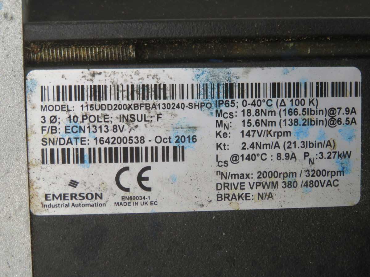 EMERSON 115UDD200XBFBA130240-SHP0 MOTOR T261490 - SERVO