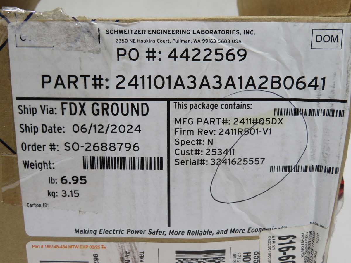 Schweitzer Engineering SEL-2411 Controls PLCs, ARM9 300 MHz CPU, 64 MB RAM, 12 DI, 8 DO, -40 to +85C Temp - PROTECTION RELAY