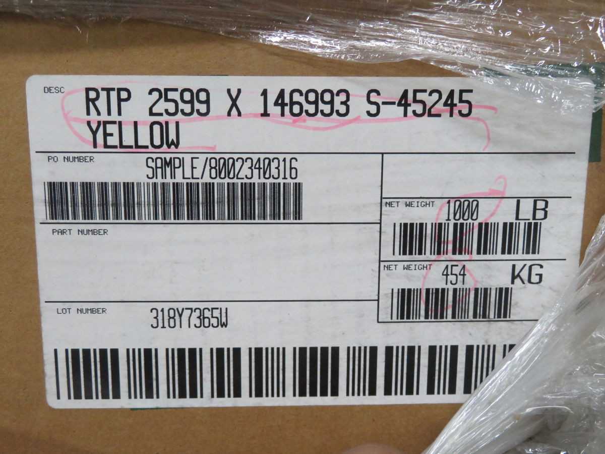 LOT OF 825 LBS RTP 2599 X 146993 S-45245 8002340316 THERMOPLASTIC YELLOW T267017 - TEMPERATURE CONTROL COMPONENTS