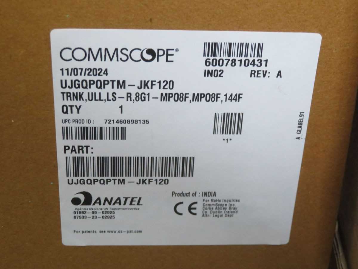 COMMSCOPE UJGQPQPTM-JKF120 HIGH-DENSITY, ULTRA LOW LOSS (ULL) SINGLEMODE FIBER TRUNK T268339 - FIBER OPTIC CABLE