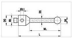 RENISHAW A-5555-0042 PROBE RUBY POINT SOLID CARBIDE STEM M5 THREAD 6MM BALL - MACHINING TOOLING & PARTS