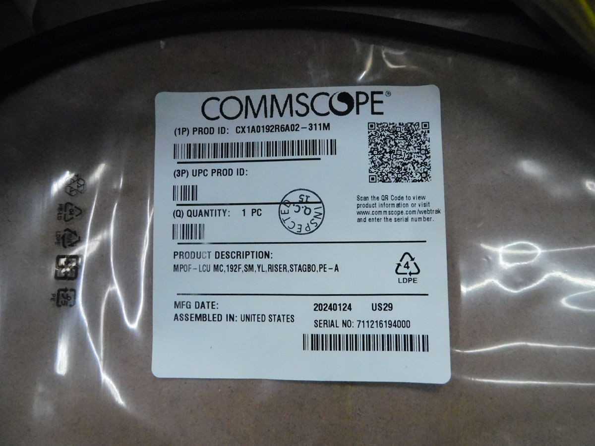 COMMSCOPE CX1A0192R6A02-311M FIBER OPTIC ASSY 192 FIBER SINGLE MODE 311 METER M7400 - FIBER OPTIC CABLE