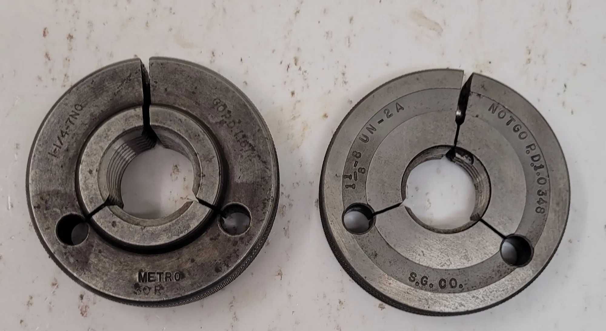 UNBRANDED THREAD RING GAUGES, GO/NO GO, VARIOUS SIZES, SET OF 2 - MACHINING TOOLING & PARTS