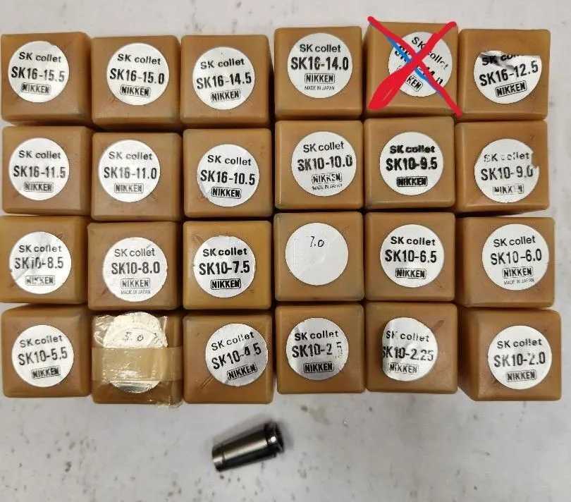 NIKKEN SK10 & SK16 METRIC COLLET SET - QTY 24 (SIZES 2.0-15.5) - MACHINE TOOLING