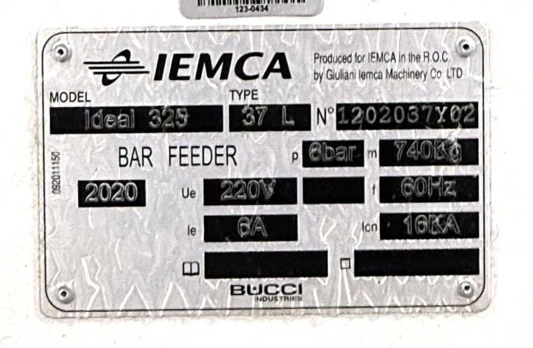 2020 IEMCA IDEAL 325 BAR FEEDER - 3-26MM CAP, 12FT MAX LENGTH, 24 IPS, 230V 3-PHASE - BAR FEEDERS