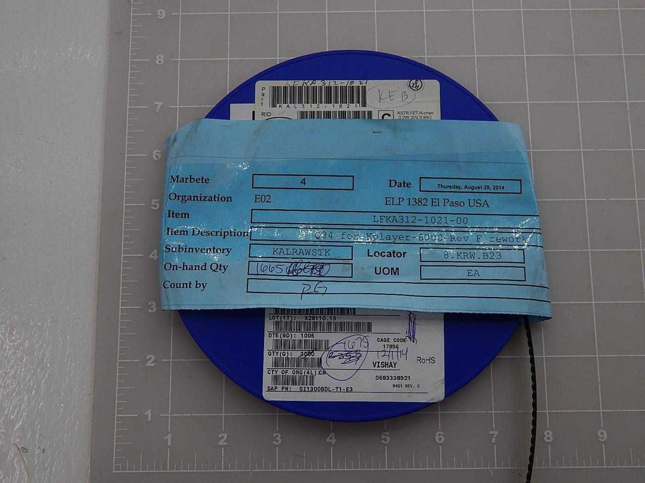 Lot of 1600 Vishay LFKA312-1021-00 SI1300BDL-T1-E3 MOSFET 20V 0.4A 0.2W 0.85OHM @ 4.5V - HYDRAULIC SPOOL VALVE MOTOR