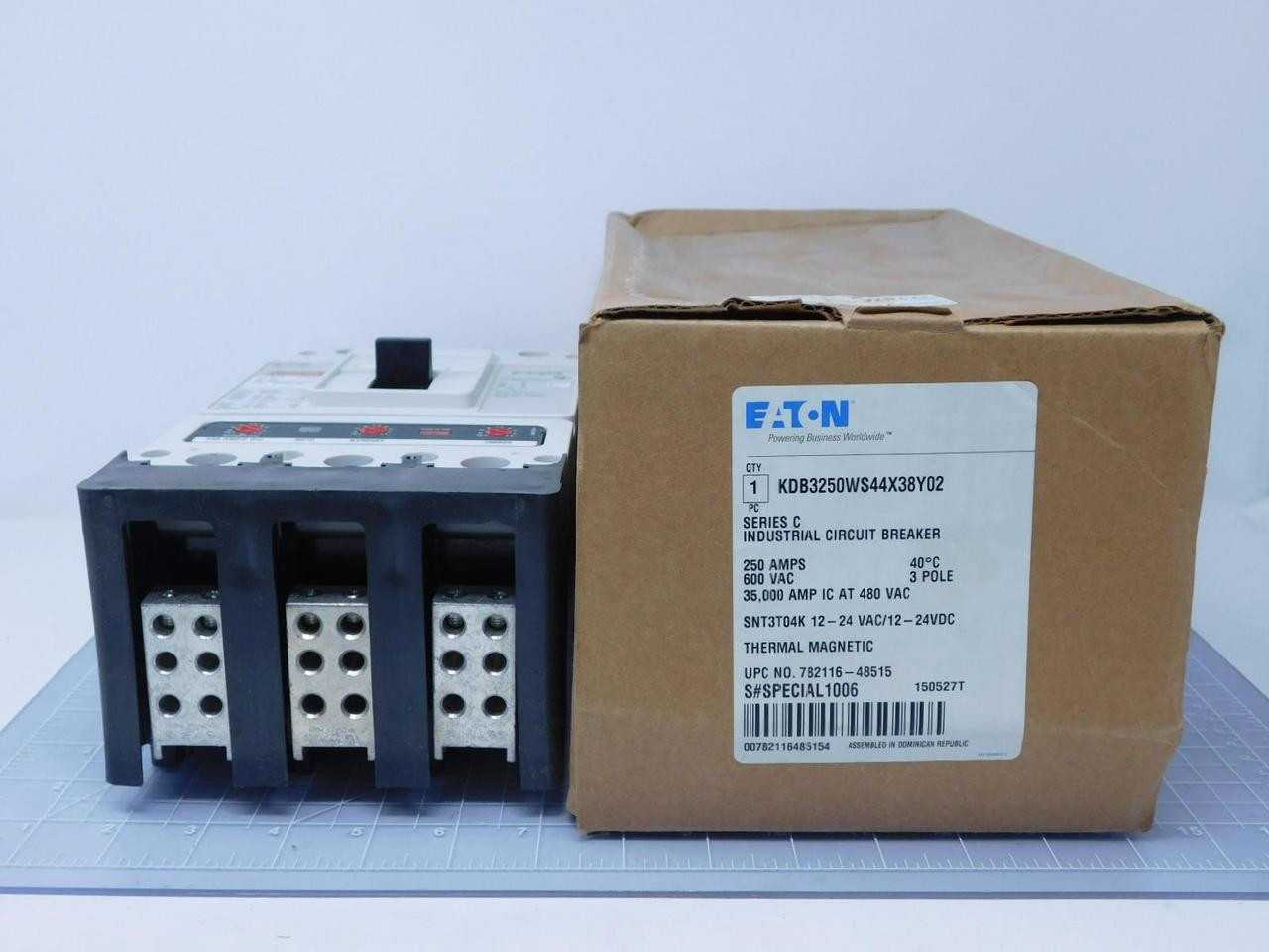 EATON KDB3250WS44X38Y02 CIRCUIT BREAKER, 250A CURRENT, 600V VOLTAGE, 35KA INT @600V - CIRCUIT BREAKERS