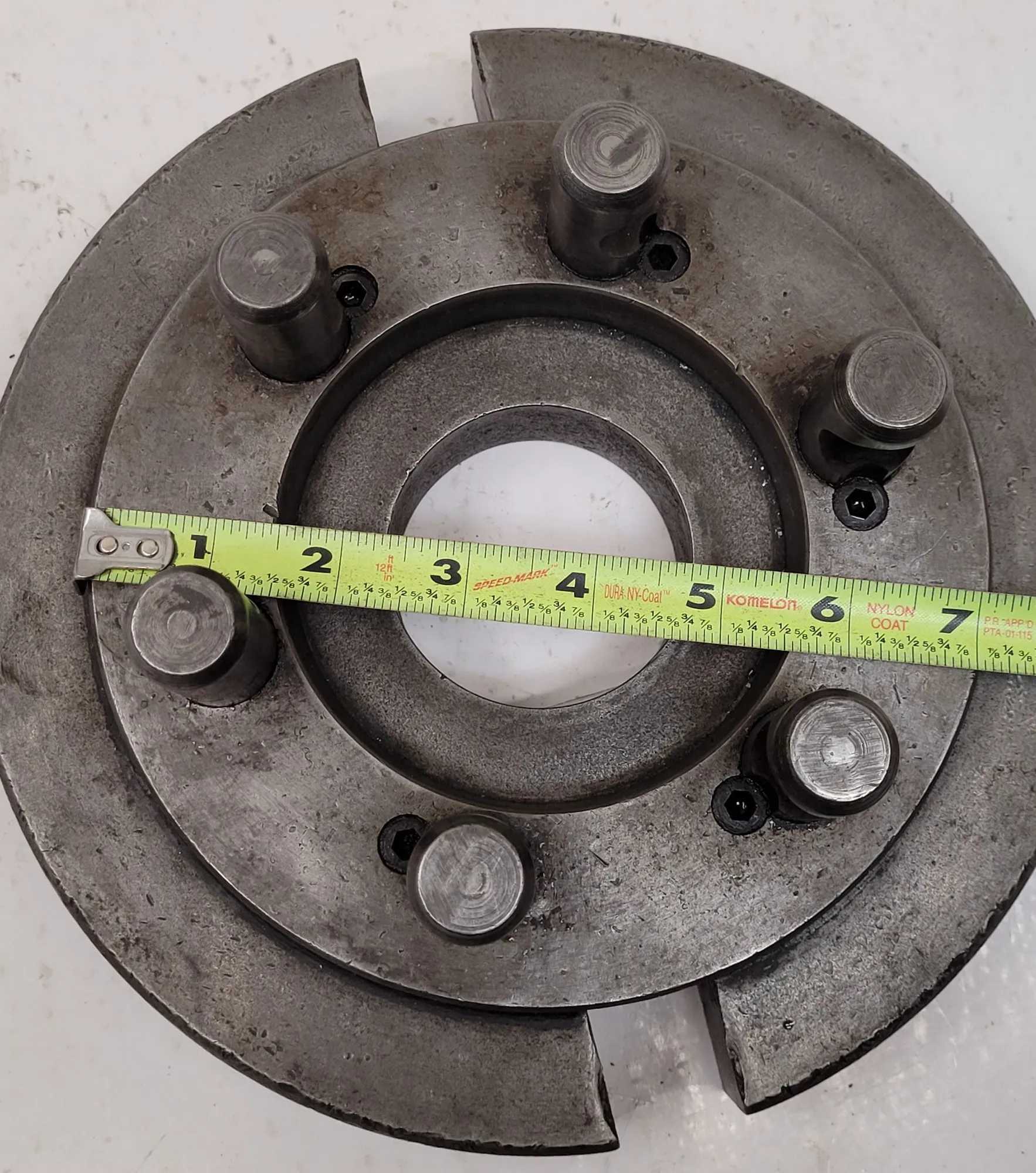 D1-6 LATHE CHUCK BACK PLATE, 9IN OVERALL DIAMETER, 6 X .875IN PINS - MACHINING TOOLING & PARTS
