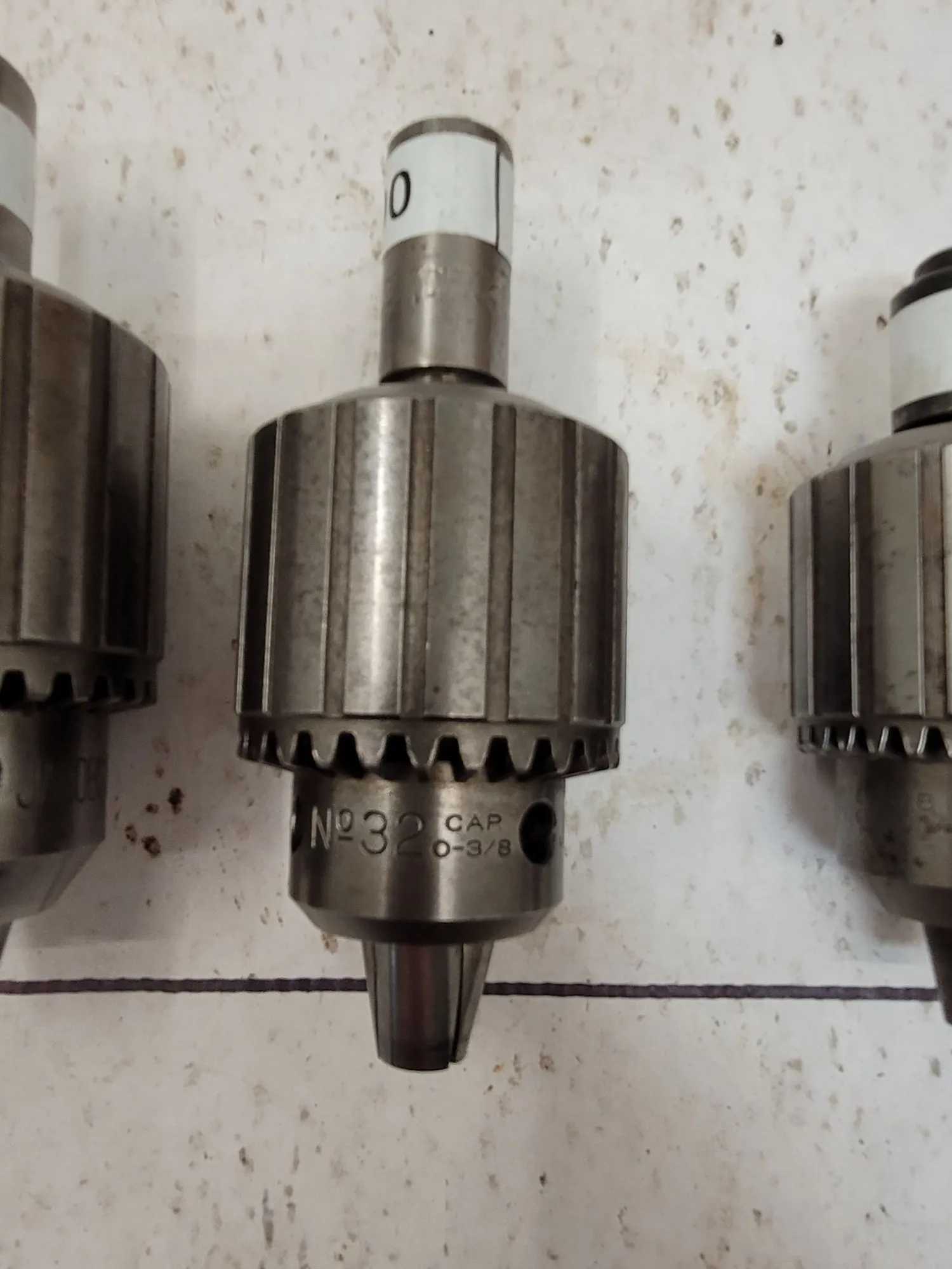 JACOBS DRILL CHUCK SET: NO 34 (0-1/2 CAP), NO 32 (0-3/8 CAP), 2A (0-3/8 IN, #2 TAPER) - MACHINING TOOLING & PARTS