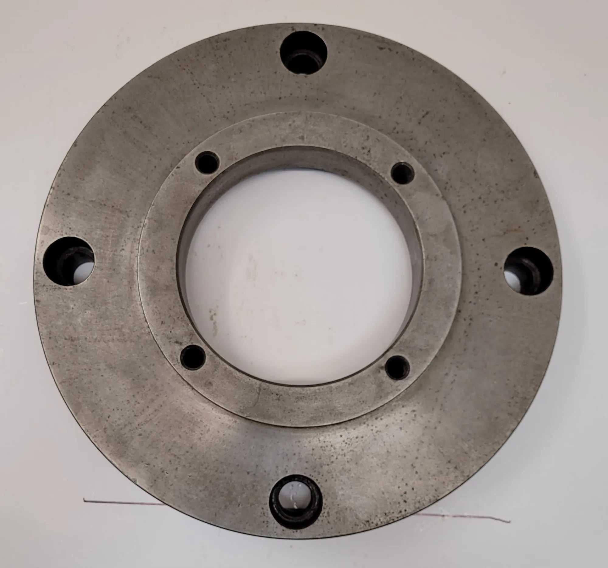 15" LATHE FACE PLATE - D1-8 MOUNT WITH 6-5/8" THROUGH HOLE - MACHINE TOOLING