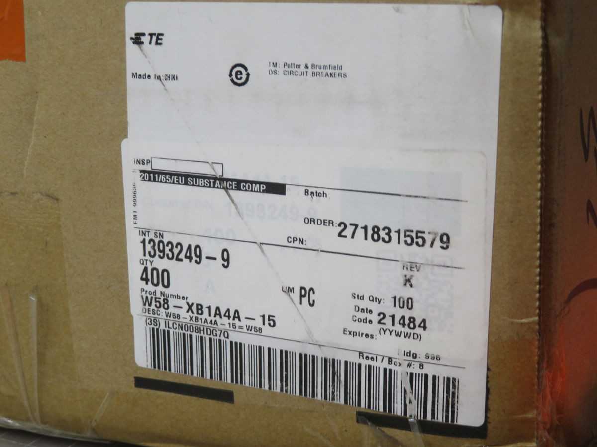 Lot of 400 TE Connectivity W58-XB1A4A-15 Thermal Circuit Breakers - CIRCUIT BREAKERS