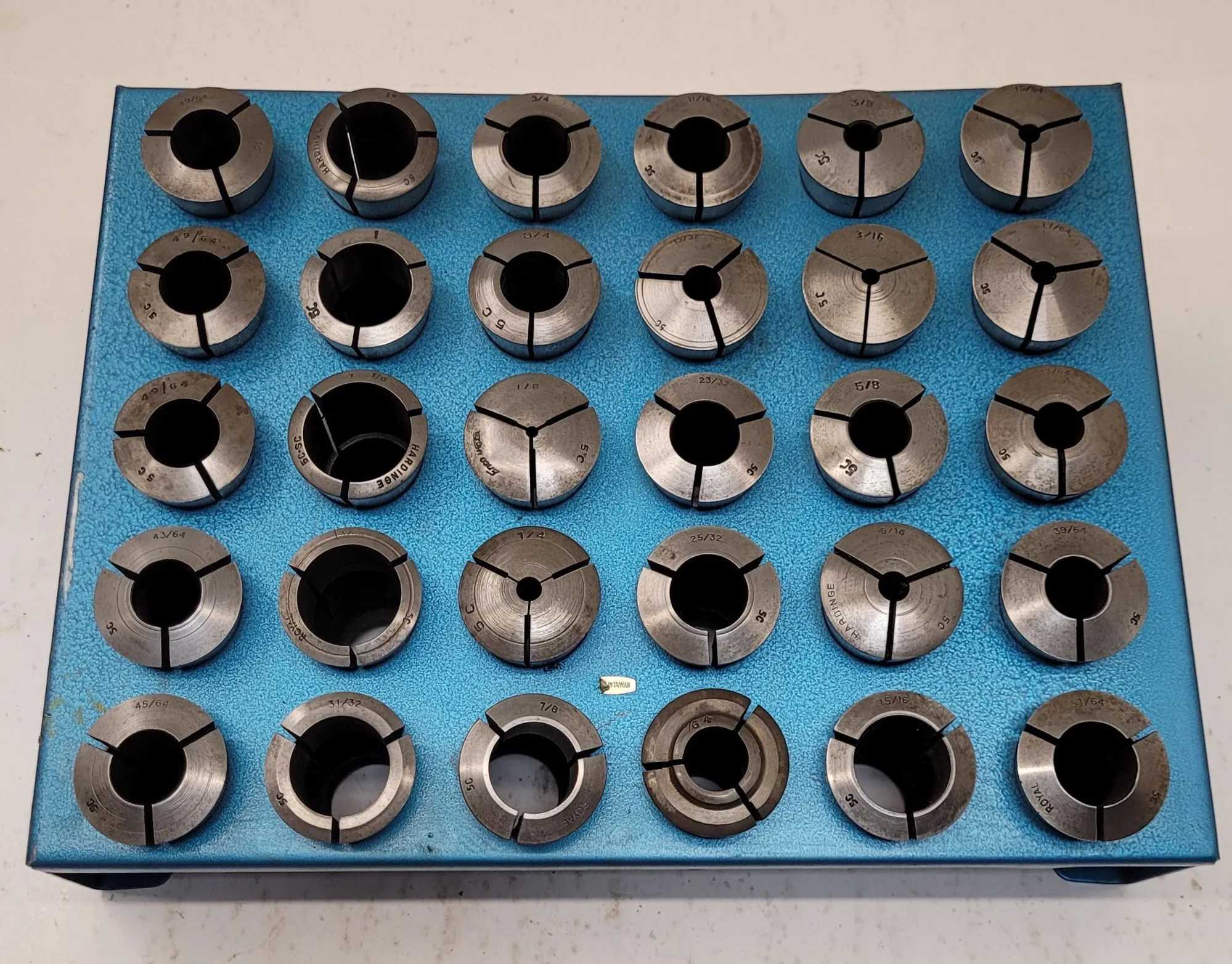 5C COLLET SET (30 PIECES) - VARIOUS SIZES & BRANDS (HARDINGE, ROYAL, EMCO) - MACHINING TOOLING & PARTS