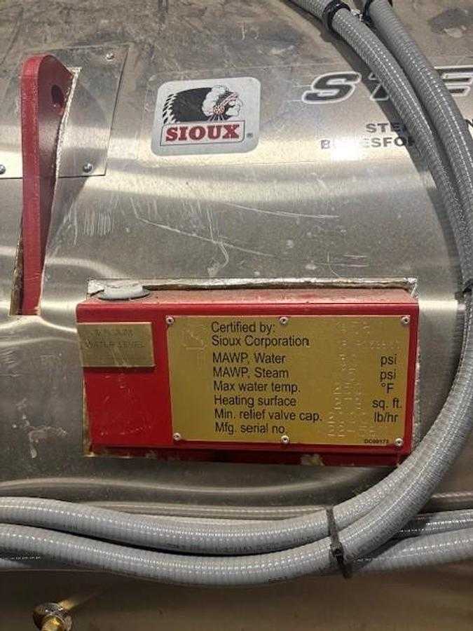 2022 SIOUX SF50G STEAM-FLO STEAM GENERATOR, 50 HP, 1725 LBS/HR, 15 PSI, LP/NG, 115V - CONTINUOUS POWER GENERATOR