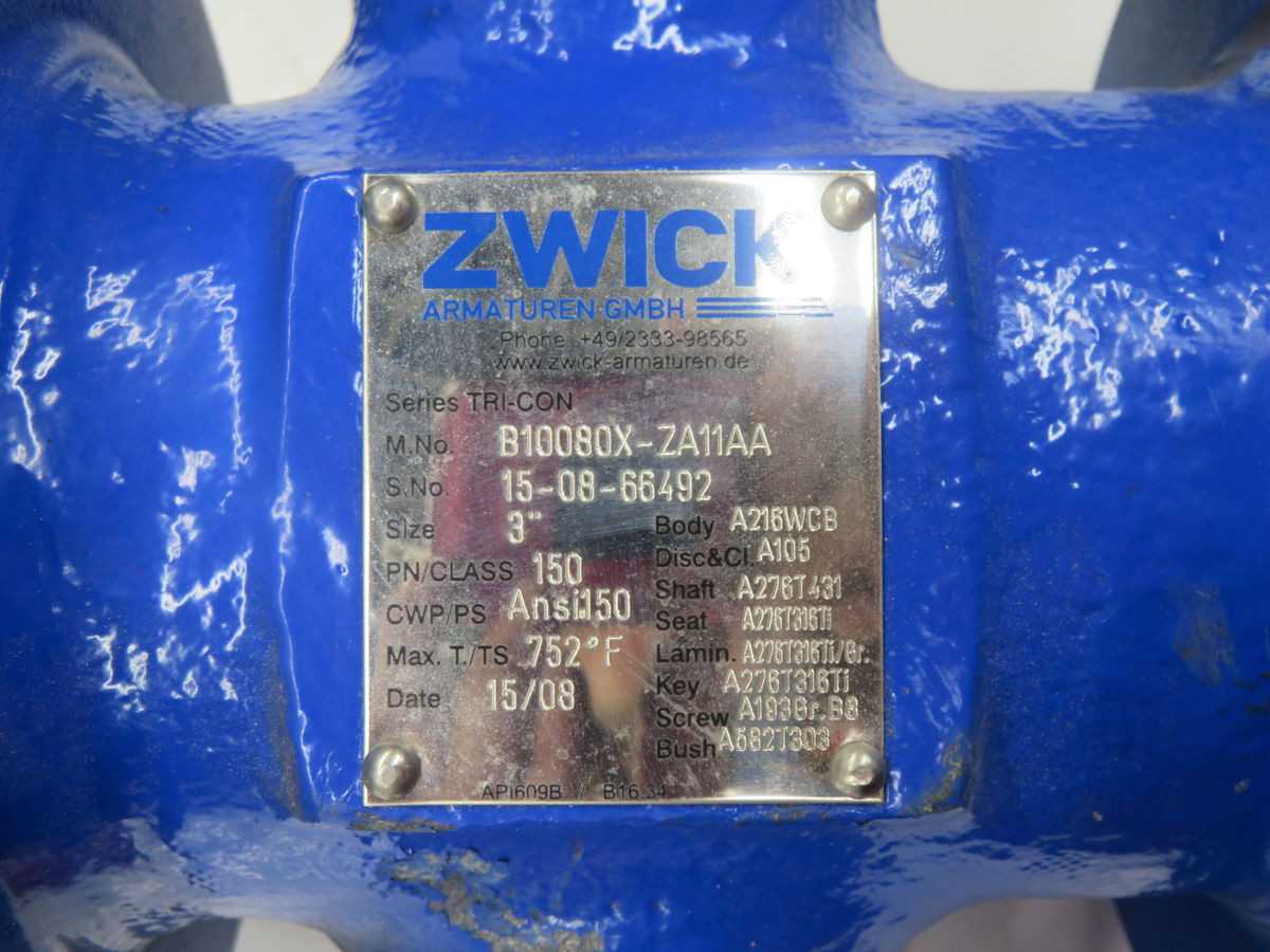ZWICK AB 210G B10080X-ZA11AA VALVE ASSY T265439 - BUTTERFLY VALVE