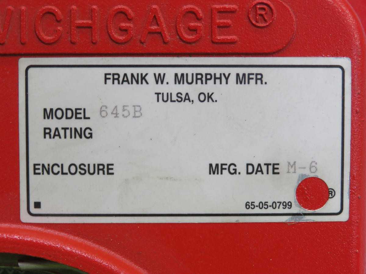 MURPHY 645B SWITCHGAGE PRESSURE SWITCH T233586 - PRESSURE MEASUREMENT