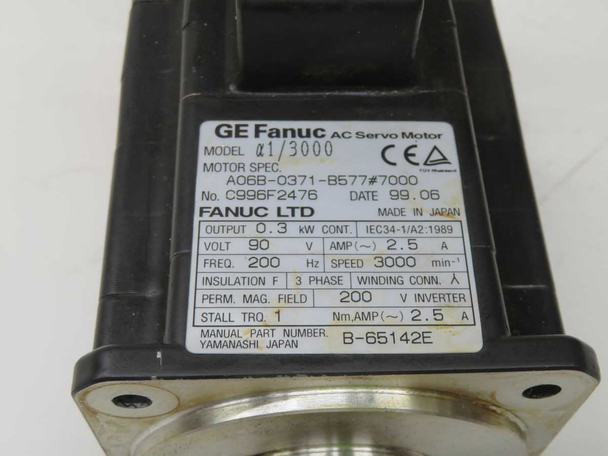 FANUC A1/3000 SERVO MOTOR, 90 VAC, 0.15 KW POWER, 0.48 NM TORQUE, 3000 RPM SPEED - SERVO MOTORS