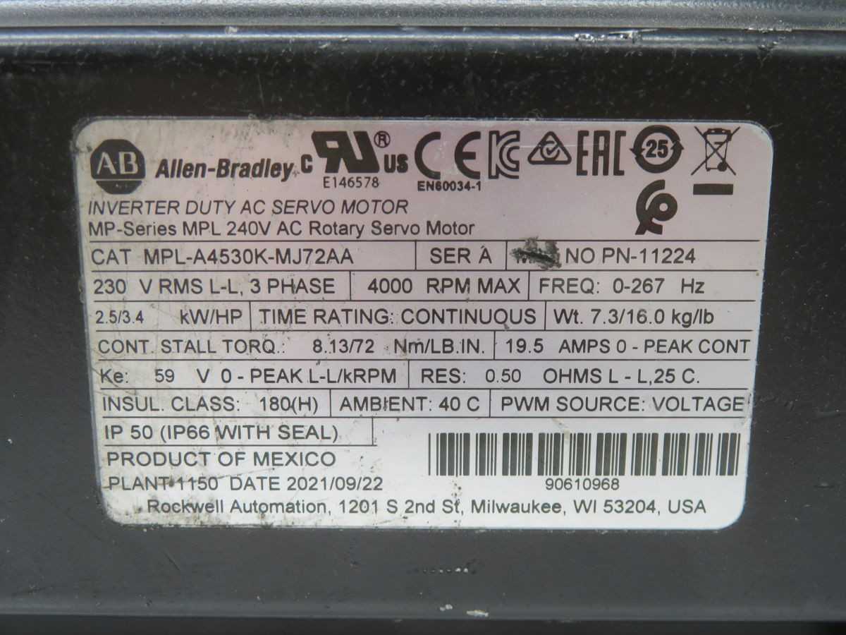 ALLEN BRADLEY MPL-A4530K-MJ72AA INVERTER DUTY AC SERVO MOTOR T267728 - GEAR REDUCERS