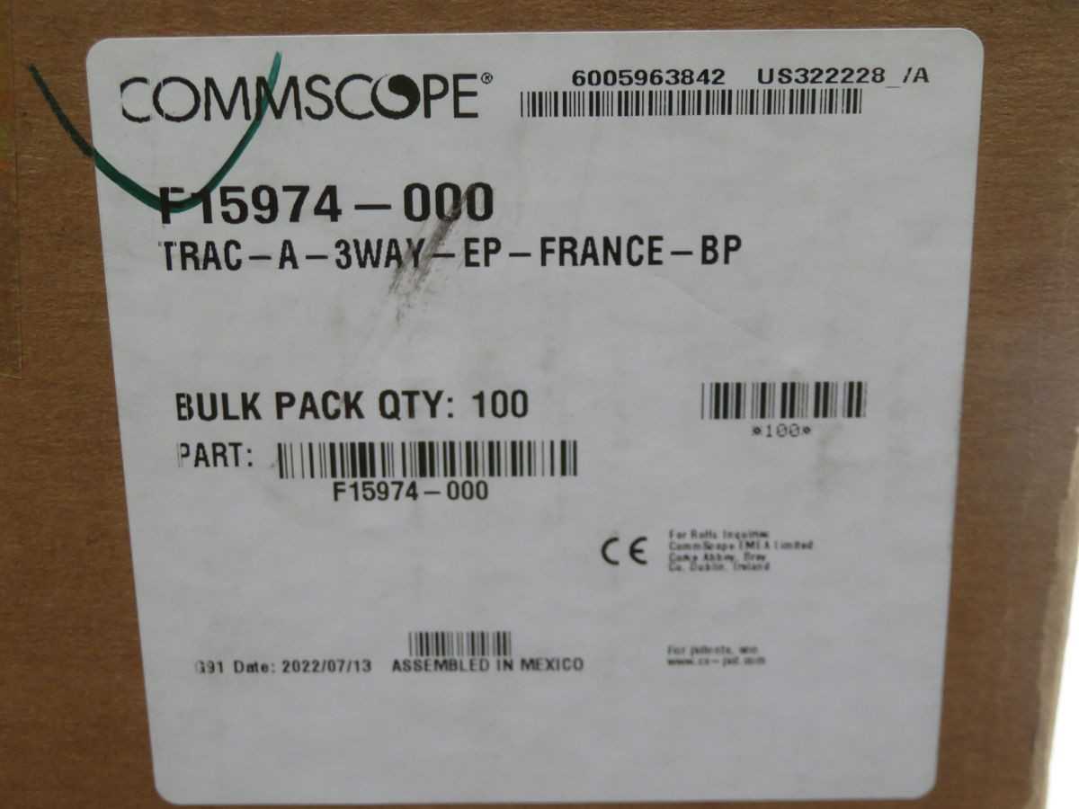 LOT OF 100 COMMSCOPE F15974-000 TRAC-A-3WAY-EP-FRANCE-BP SPLICE CLOSURE ACCESSORY T268953 - FIBER OPTIC CABLE