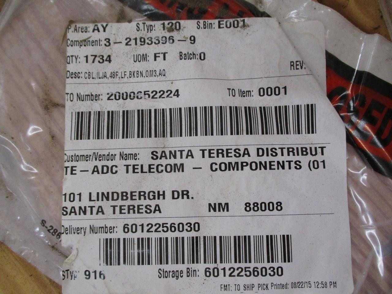 TE, 760119743, MM CABLE, 48 FIBERS, OM3, 50/125 ΜM CORE, OFCP, FT6, 1500 MHZ.KM BW, 3.5 DB/KM ATTN - FIBER OPTIC CABLE