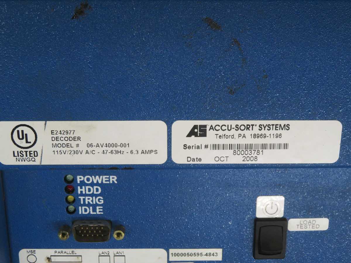 ACCU-SORT 06-AV4000-001 ACCUVISION AV4000 DECODER T269572 - SCANNERS