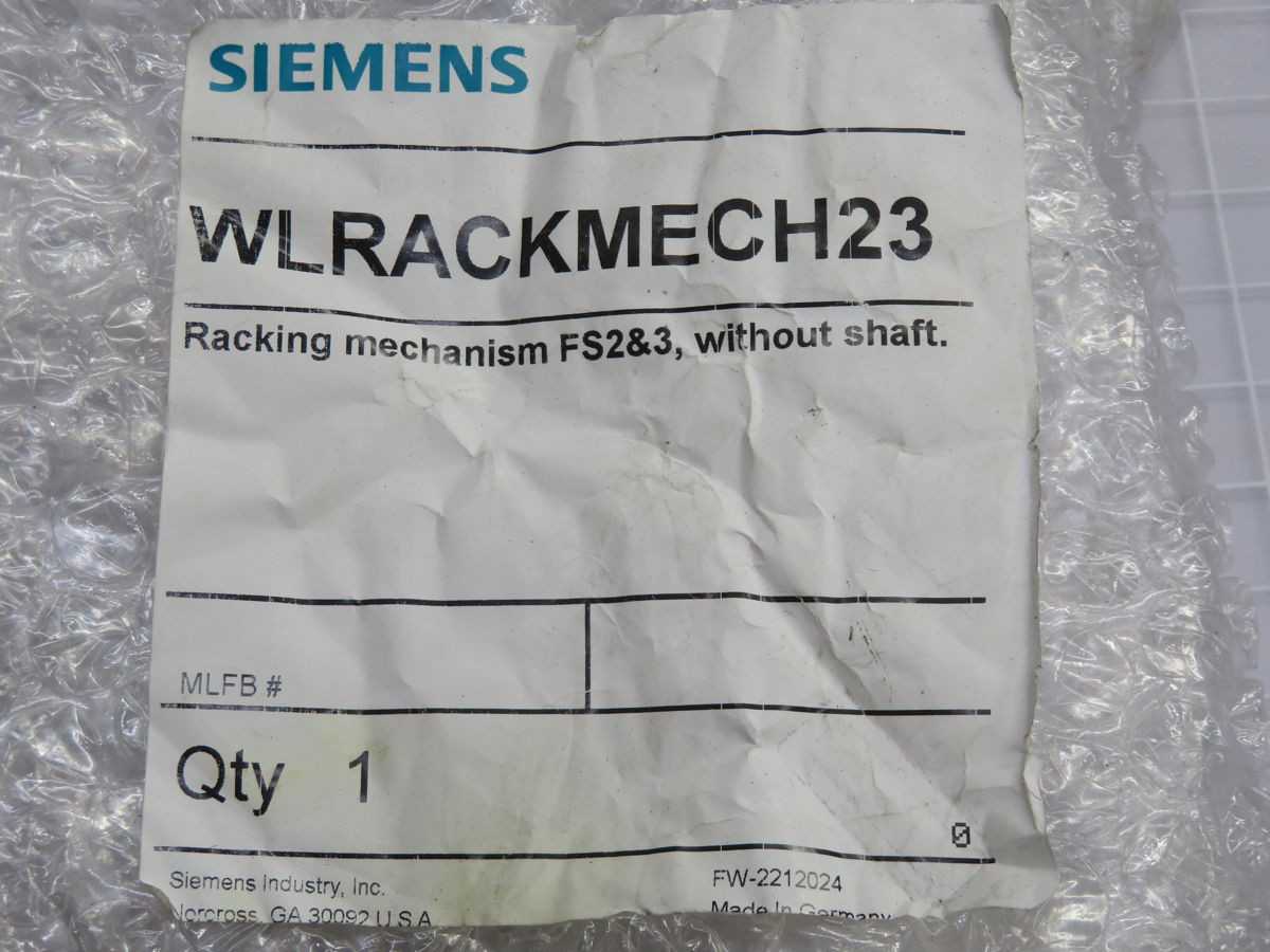 SIEMENS WLRACKMECH23 DRAWOUT RACKING MECHANISM T264130 - AUTOMATION & CONTROLS