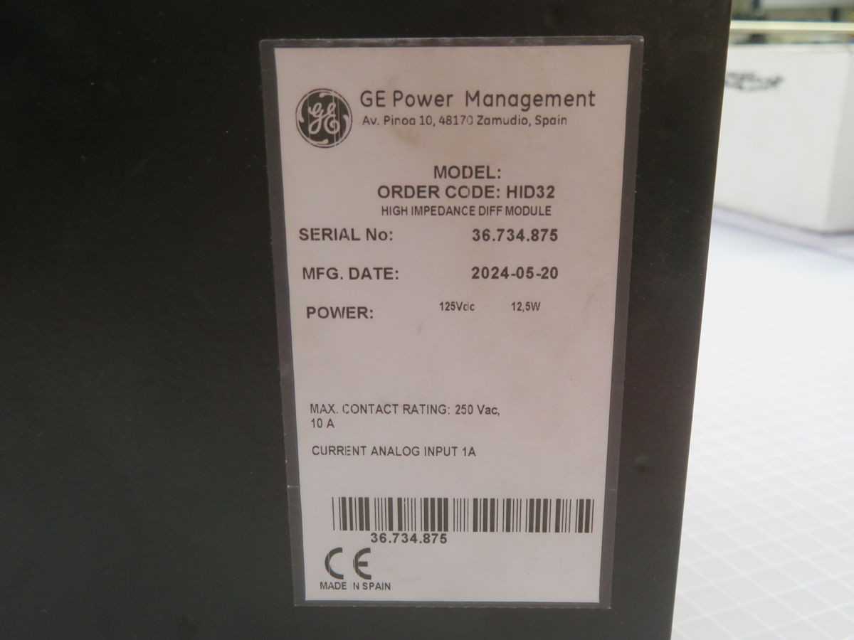 GE HID32 36734875 IMPEDANCE DIFFERENTIAL MODULE T265928 - PLC MODULES