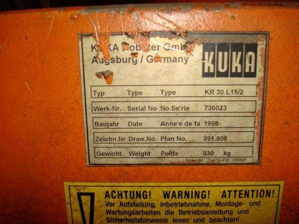 1998 GENESIS/KUKA KR 30 L15/2 WELDING CELL, 393.7" RAIL, 159" TOOL LENGTH, 2,500 LB CAPACITY - ARTICULATED ROBOTS