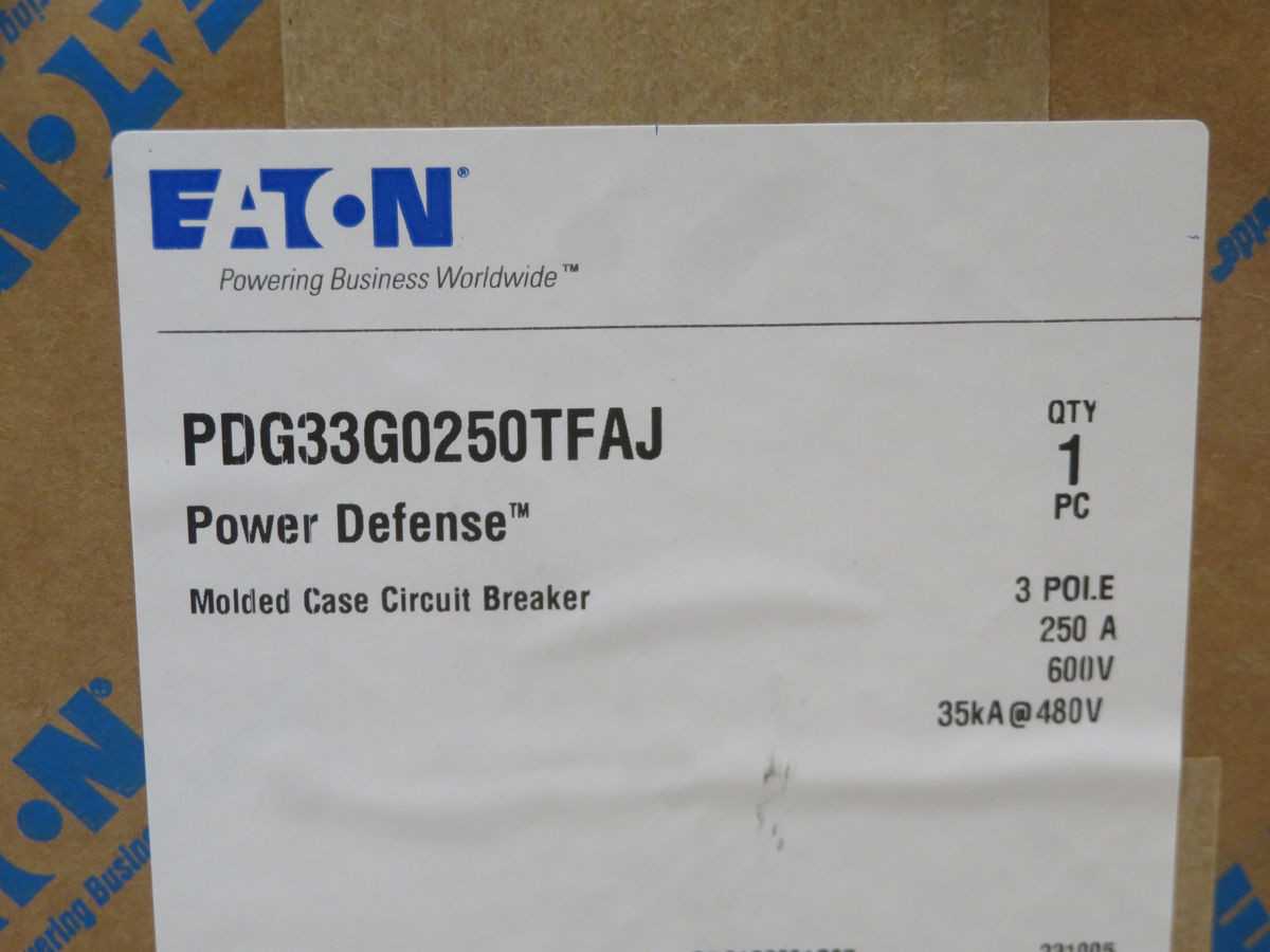 EATON PDG33G0250TFAJ CB, 3 Pole, 250A Current, 250VAC, 65KA IC @ 240V - CIRCUIT BREAKERS